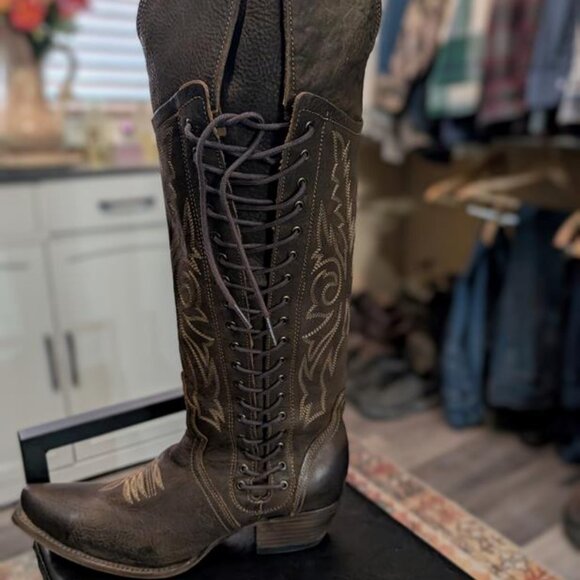 Size 10 Womens Freebird Wesley Tall Brown Western Cowboy Boots-NEW IN BOX! - Picture 8 of 12